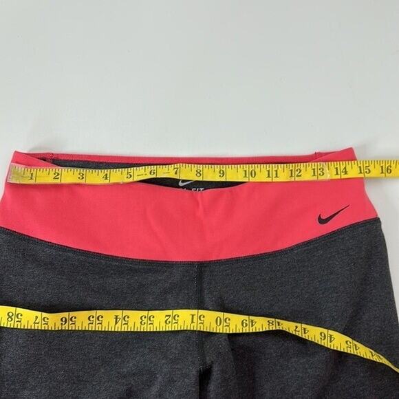 Nike Leggings Womens Large Gray Midrise Crop Logo Stretch Yoga - Picture 8 of 12